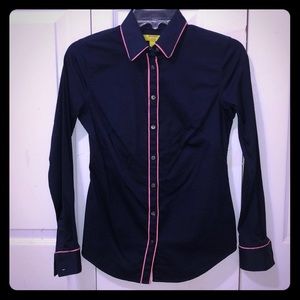Banana Republic Milly Collection Navy Button Down
